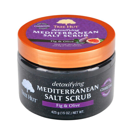 Tree Hut Detoxifying Mediterranean Salt Scrub Fig & Olive, 15oz, Ultra Hydrating and Exfoliating Scrub for Nourishing Essential Body Care