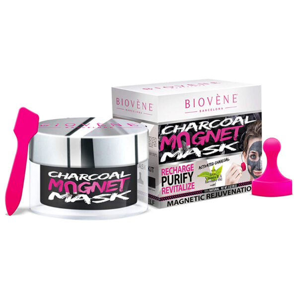 Biovène Charcoal Magnet Mask in Jar -3-oz. With Activated Charcoal, Iron Magnetic Particles. Anti-Aging, Rejuvenating.