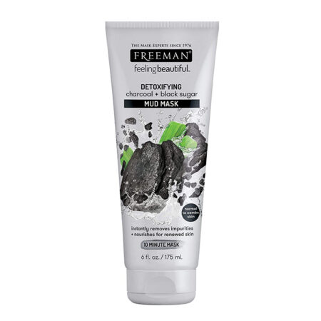 Freeman Detoxifying Charcoal Mud Facial Mask, Hydrating and Oil Absorbing Beauty Face Mask with Black Sugar, 6 oz