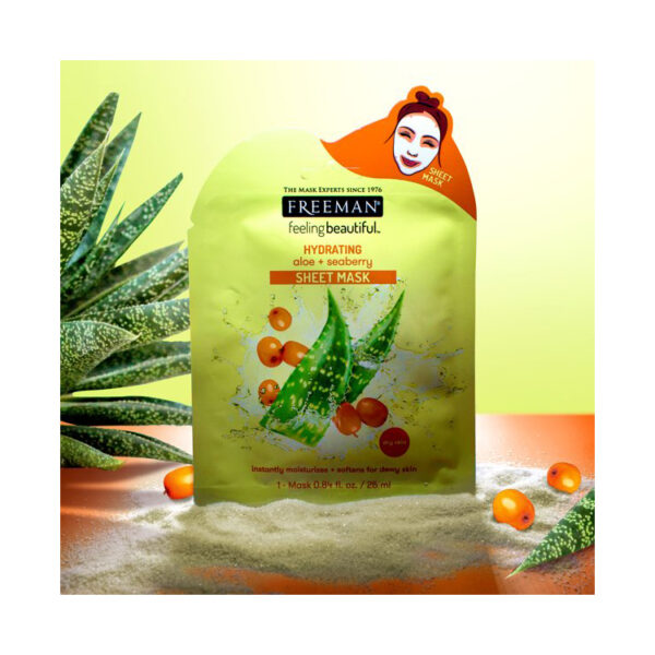 Hydrating Aloe And Seaberry Sheet Mask By Freeman, 0.84 Oz - Image 2