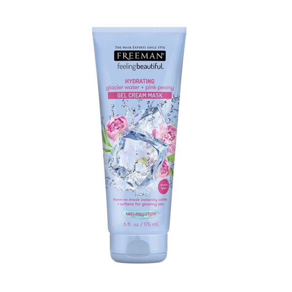 Hydrating Gel Cream Facial Mask, Moisturizing, Softening, and Calming Beauty Face Mask with Glacier Water and Pink Peony, 6 o