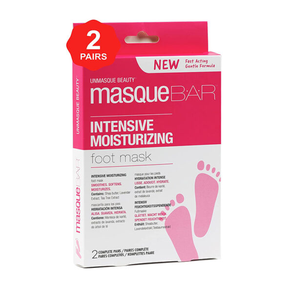 masque BAR Foot Mask Intensive Moisturizing (2 Pairs/Box) — Korean Foot Skin Care Treatment — Exfoliant to Peel Away Dead & Rough Skin — Repair Dry, Cracked, Calloused Feet & Heels — Relieves Stress